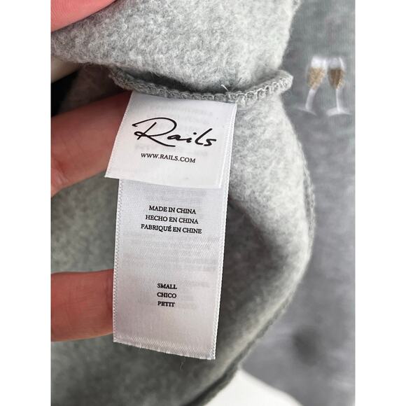 Rails Champagne Embroidery Long Sleeve Varsity Sweatshirt Gray Women's Small - Picture 9 of 14